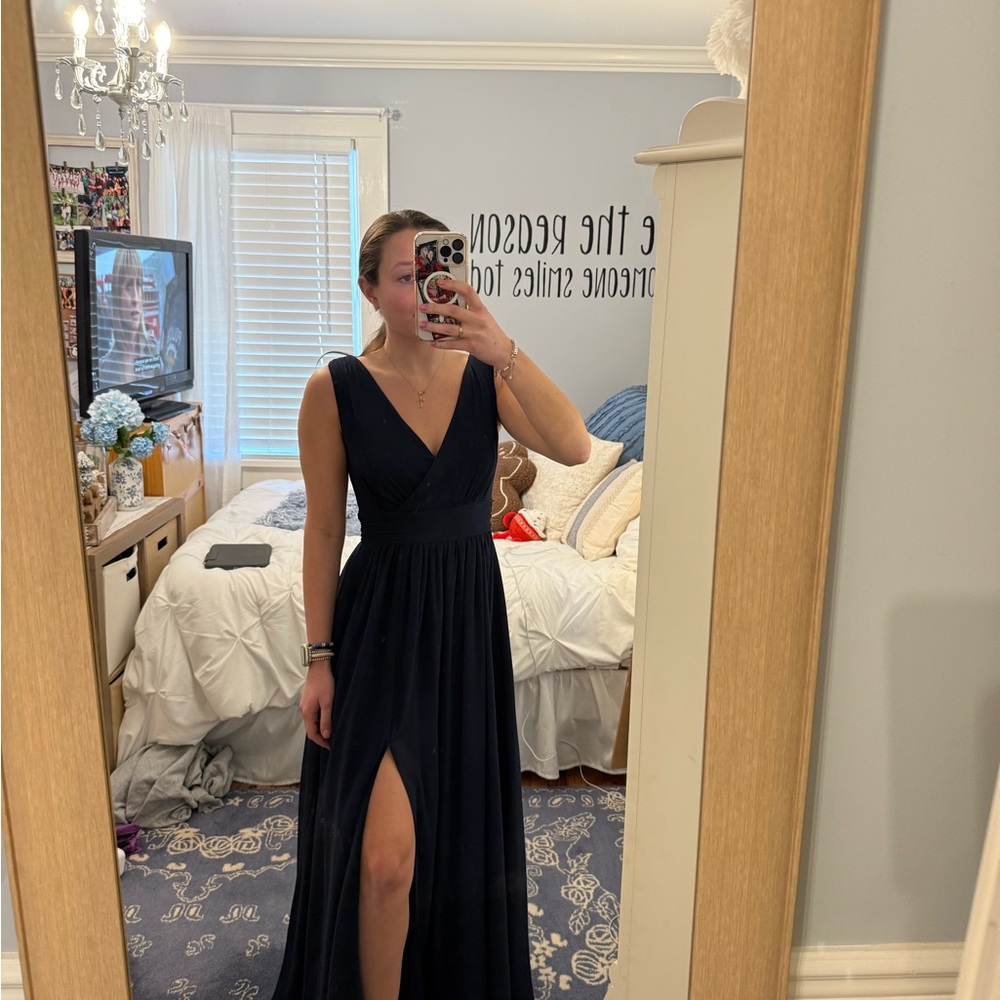 Lulu's Navy Maxi Dress with Slit